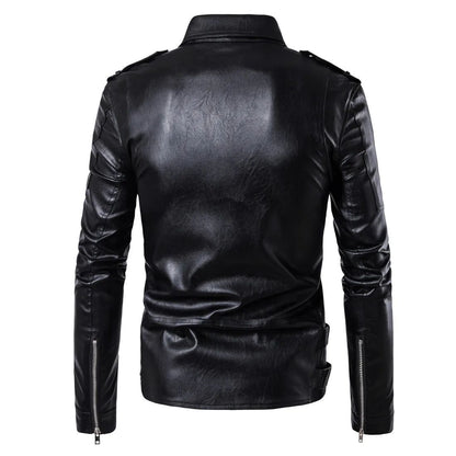 Motorcycle Slim Leather Jacket Men's Leather Jacket British Fashion Men's PU Leather Jacket mens solid color leather jackets