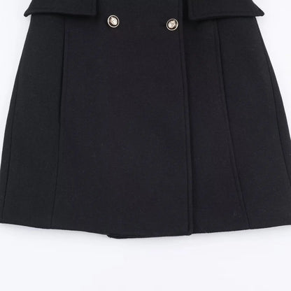 2025 Autumn Winter Women Notched Lapel Double Breasted Overcoat Long Sleeve Elegant High Street Loose Fit Casual Outerwear Jacke