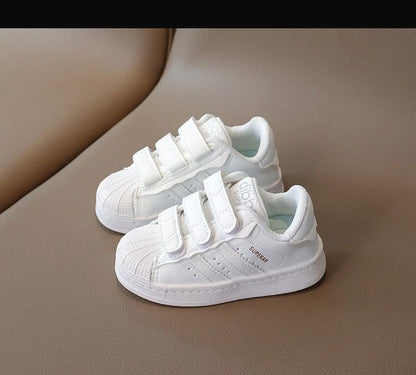 Childrens Baby Sneakers Blue Leather Boys Girls Toddler Shoes Four Seasons Models Pink Versatile Non-slip Small Kid Single Shoes