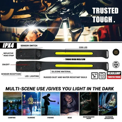 1-10PCS LED Indication Headlamp Rechargeable Head Flashlight 1200mah Built in Battery Outdoor Camping Fishing Headlight Lantern