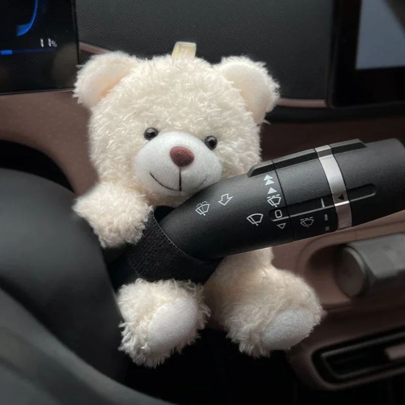 New Soft Panda Car Doll, Funny Cartoon Gear Shift Knob Cover Anti-Skid Dashboard Ornament for Automotive Interior Decor