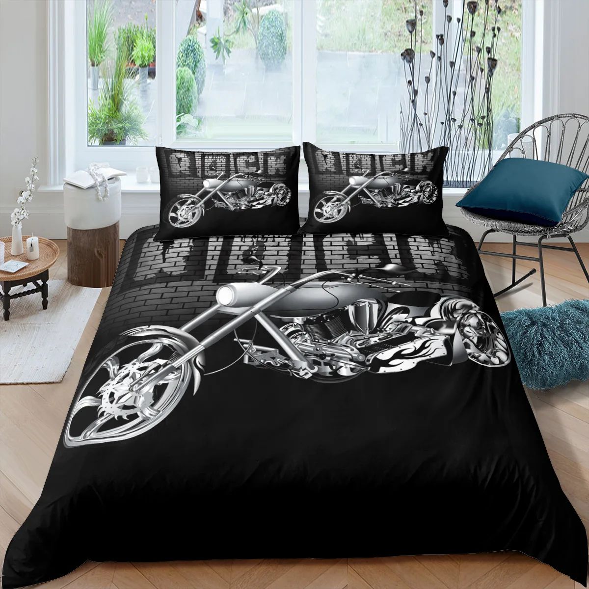 Conjunto de cama de quarto popular para homens Super legal Motocicleta Trator Conjunto de cama de luxo 100% poliéster Conjuntos de capa de cama Fronhas