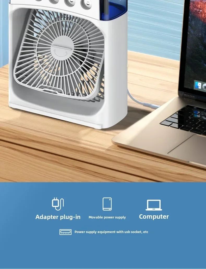 Portable 3 in 1 Mini Ac Air Cooler Fan for Home Products Conditioner Household Small Night LED Humidifier Lights Camping Room