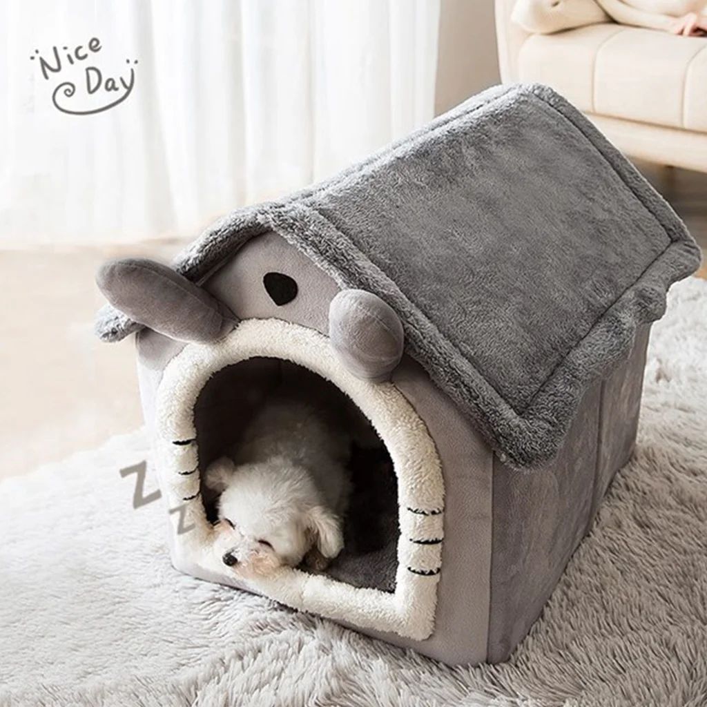 Casinhas dobráveis de inverno para cães e gatos de pequeno e médio porte, colchões, produtos para animais de estimação, cestos para filhotes, casinhas de inverno