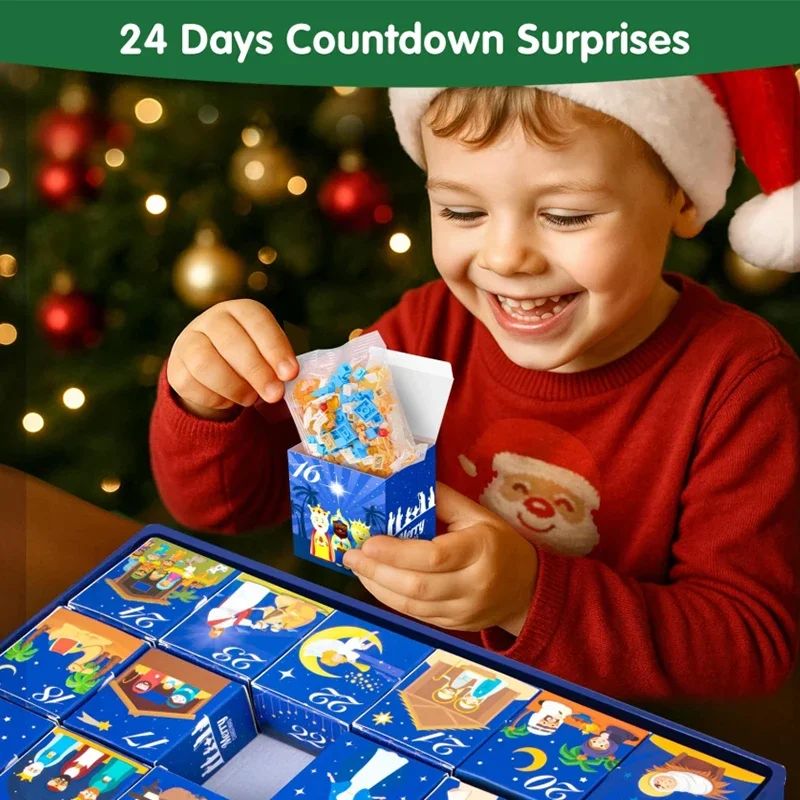DIY Christmas Advent Calendar Gift Box Nativity Jesus Bricks Toys 24days Countdown Advent Calendars Christmas Home Decoration