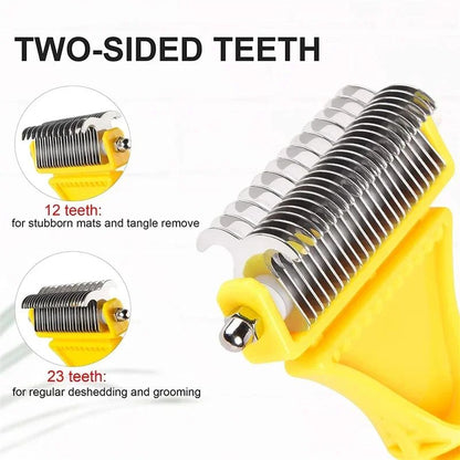 New Arrival Stainless Double-sided Pet Cat Dog Comb Brush Professional Large Dogs Open Knot Rake Knife Pet Grooming Supplies
