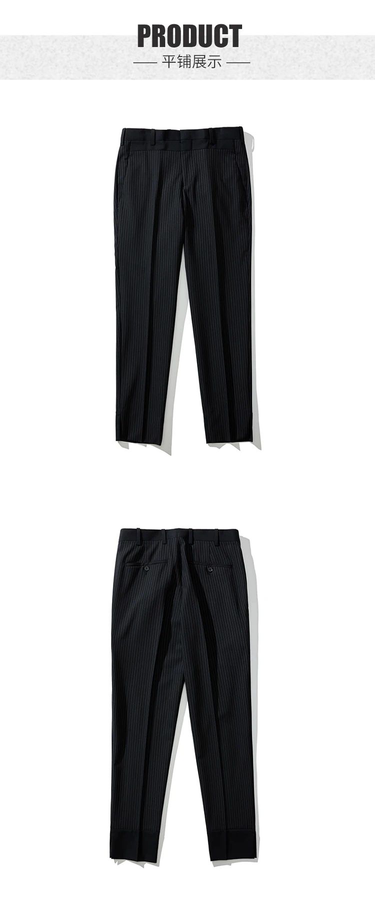 Calça Casual Masculina Listrada Preta Nova de Verão 2025, Calça Slim da Moda na Altura da Panturrilha, Tamanhos 28-35