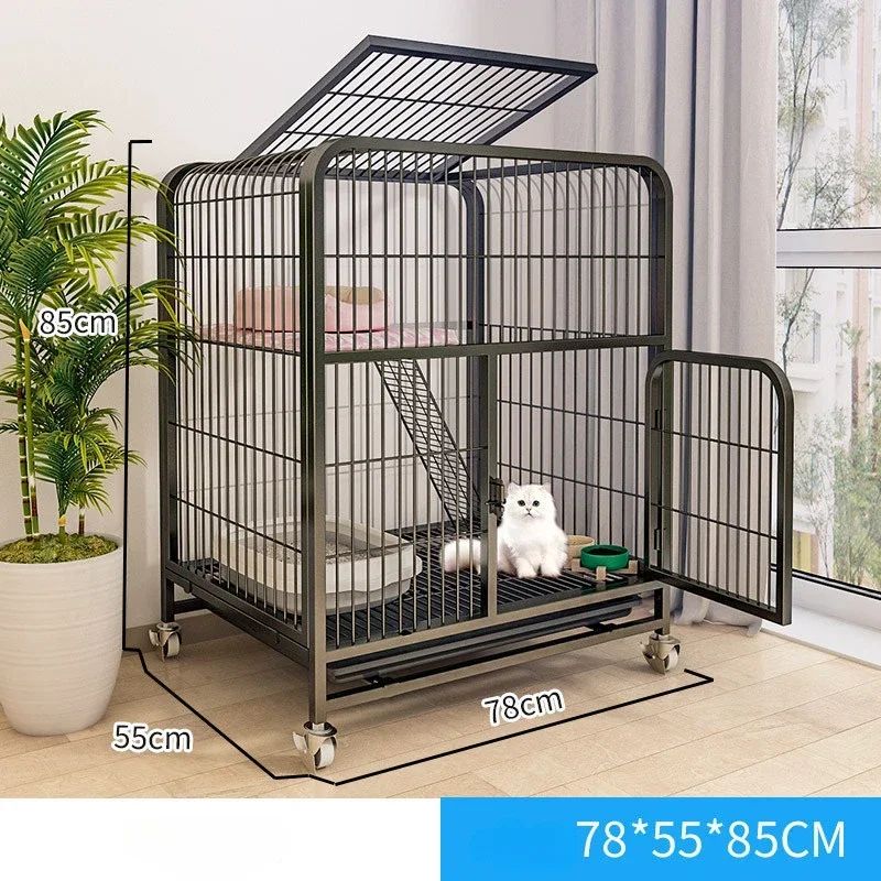 Villa para Gatos de Dois Andares Interna Extra Grande Espaço Livre Gaiola para Pets Casa de Escalada para Gatinhos Villas para Gatos Castelo para Gatos com Banheiro Integrado