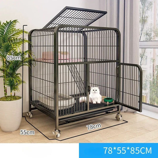 Villa para Gatos de Dois Andares Interna Extra Grande Espaço Livre Gaiola para Pets Casa de Escalada para Gatinhos Villas para Gatos Castelo para Gatos com Banheiro Integrado