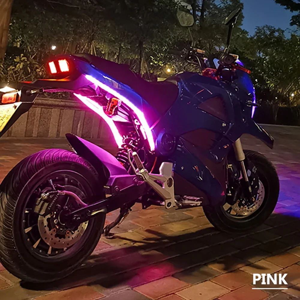Kit Luz de Atmosfera para Moto com 2 Peças LED RGB, Controle via APP, Fita Neon Flexível e Impermeável para Carro, Moto, Lâmpada Decorativa 12V