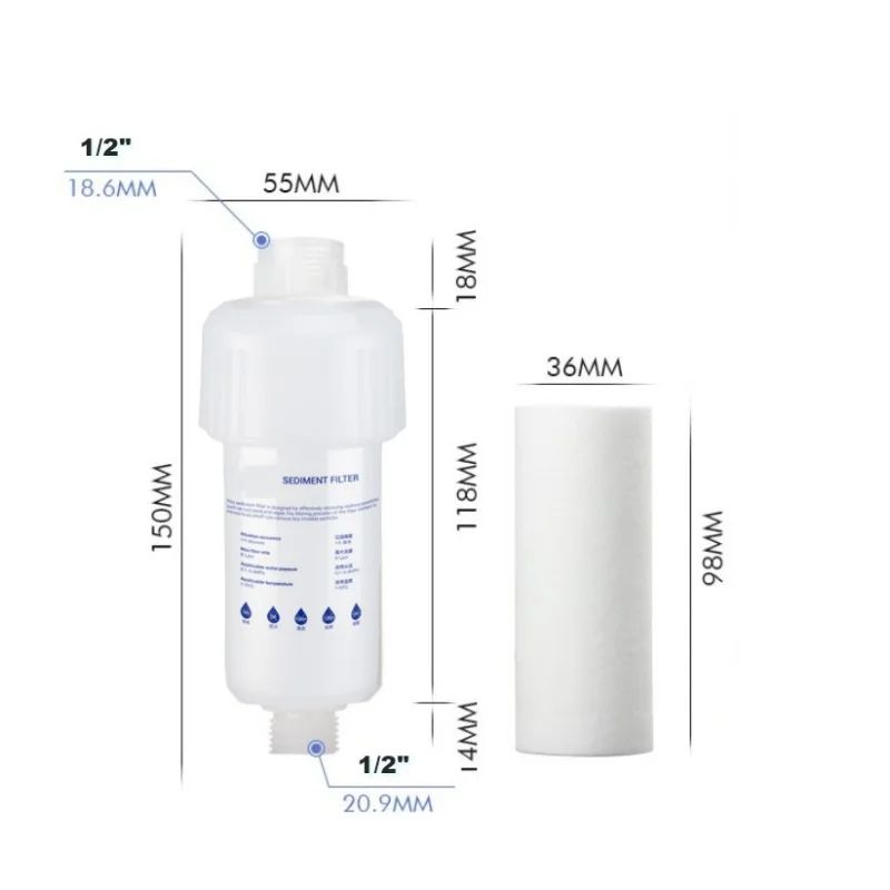 Pre-Filter Water Filter PP Cotton Filter Cartridge Removal Heavy Metal Purifier household Washing Machine Shower Water Filter