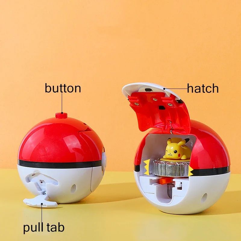 Pokemon Battle Spinner Toy Pikachu Charmander, Magic Gyro Combat Top with Poke Ball for Kids Gifts