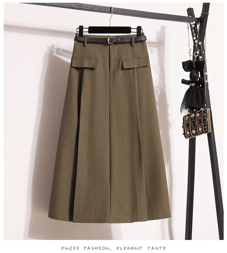 Women's Solid Simplicity Casual Chic Skirt Plus Size Suit Skirts Autumn Winter Fashion New A-line Temperament Large Size Skirt