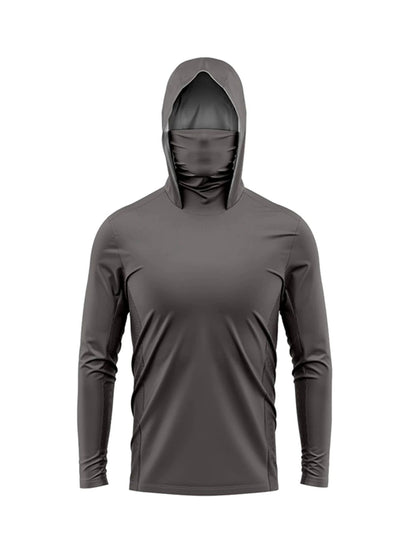 Camisas de Pesca com Capuz e Proteção Facial Masculinas Roupa de Pesca de Manga Longa Respirável
