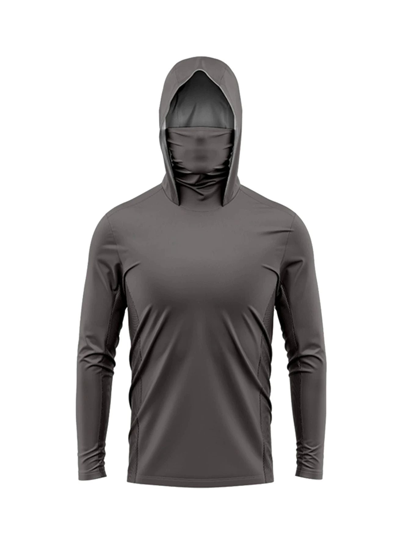 Camisas de Pesca com Capuz e Proteção Facial Masculinas Roupa de Pesca de Manga Longa Respirável