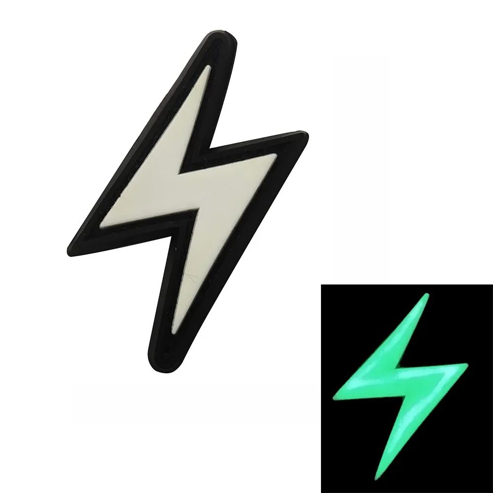 3D PVC Hook and Loop Patches Lightning Glow Armband Sticker Night Recognition Emblem Morale Badge Backpack Hat Military Patch