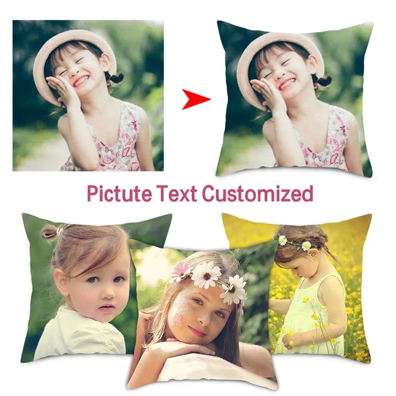 MIAOTU Custom Cushion Cover DIY Customized Throw Pillow Home Decorative Square Wedding Pets Baby Print Pillowcase Drop Shipping