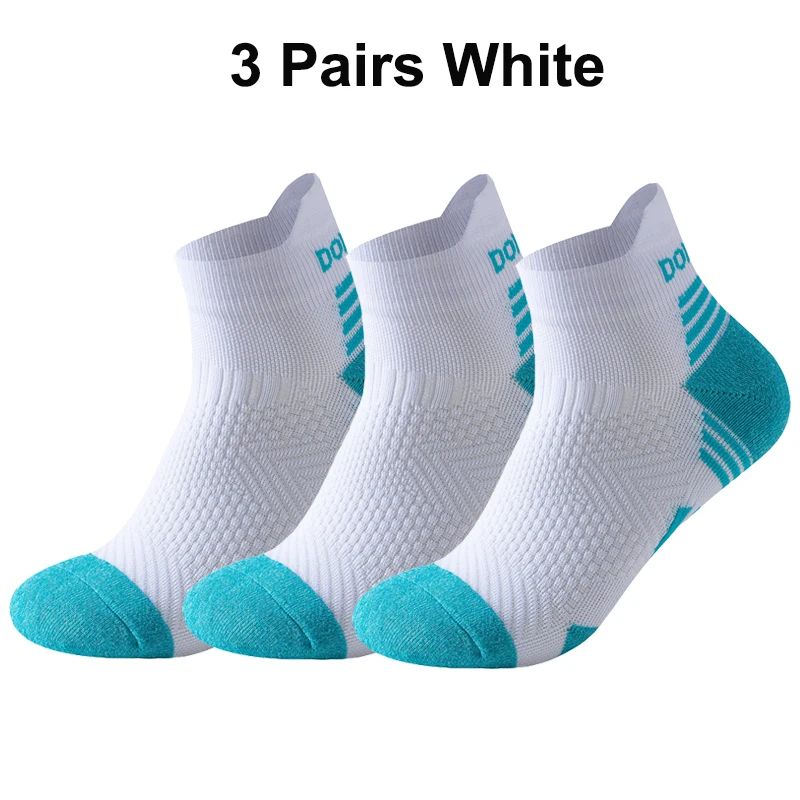 3 Pares Meias de Corrida de Maratona Masculinas Femininas Profissionais Esportivas Tornozelo Fitness Tubo Acolchoado Engrossado Baixo Cano Curto Barco Meias