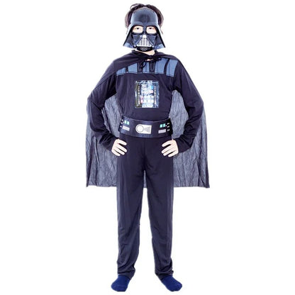 Boys Classic Movie Mask Costume Printed Cartoon Darth Vader Cape Armor Onesie Halloween Kids Fantasy Cosplay Costume