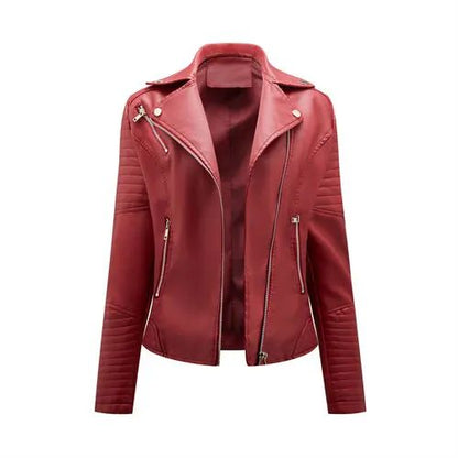 Black Women Faux Leather Jacket Spring Autumn Zipper Casual Pu Coat Female Biker Outerwear Ladies Clothes S-XXXL