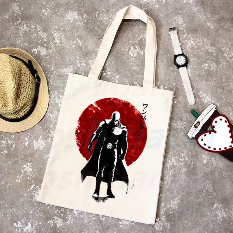 One Punch Man Shopping Bag Grocery Shopper Anime Genos Saitama Sensei Shopping Jute Bag Cotton Bag Jute