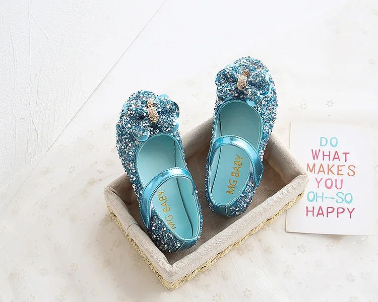 Fashion Girls Shoes Kids Flats Shoes Sequins Rhinestone Princess With Butterfly-Knot Flats Shoes For Students New Autumn 2022