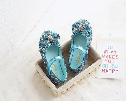 Fashion Girls Shoes Kids Flats Shoes Sequins Rhinestone Princess With Butterfly-Knot Flats Shoes For Students New Autumn 2022