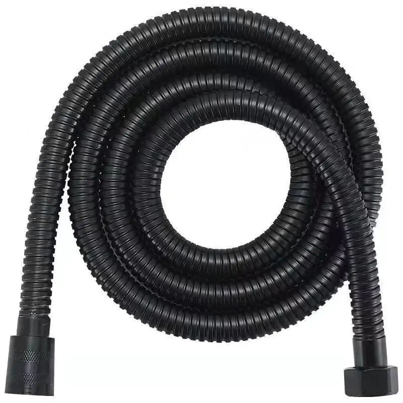 1,5/2M Mangueira de chuveiro flexível preta/prata SUS 304 Tubo de chuveiro longo para banheiro Extensão de tubo de água Tubo de puxar Acessórios para banheiro