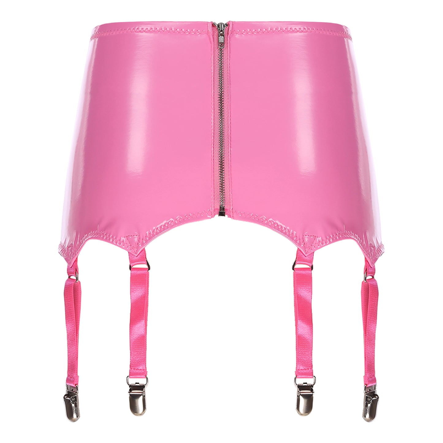 Womens Garters Latex Skirts Ladies Suspender Belt Wet Look Patent Leather Mini Skirts Garters with Metal Clips Clubwear Costume