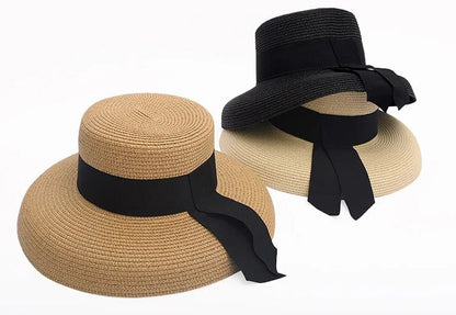 Summer Flat Bonnet, Big Eaves Fisherman Cap, Japanese Hepburn Style, Handmade Women Beach Holiday Fold Temperament Sun Hat