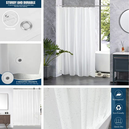 Clear Shower Curtain PEVA Transparent Bathroom Liner Waterproof 180x200CM Bath Curtains Bathroom Mould Proof Curtains with Hooks