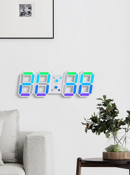 3D LED Digital Wall Clock RGB Modern Design Living Room Decor Date/Temperature Table Alarm Nightlight Brightness Desktop Clocks