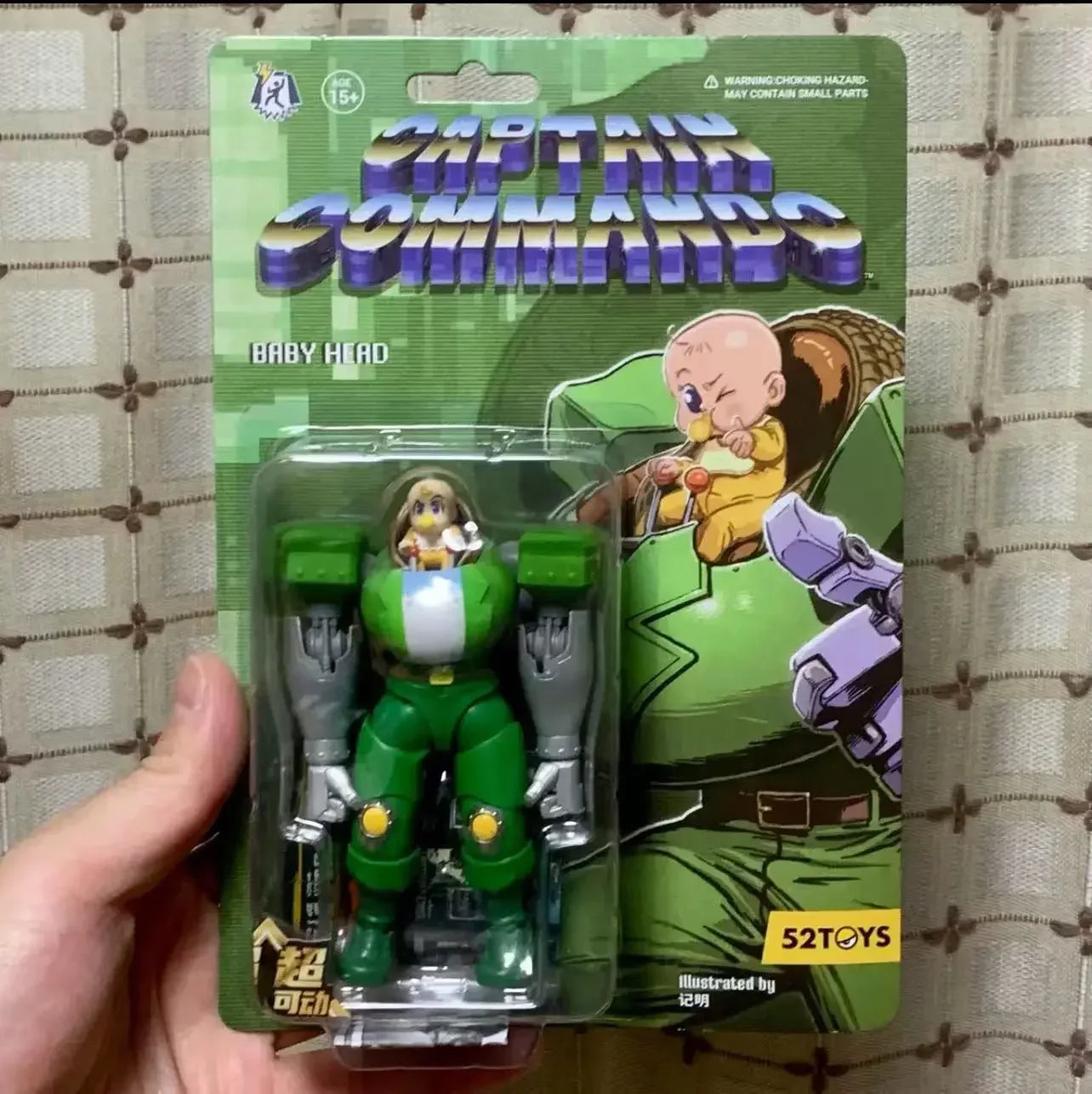 52toys Boneco Captain Commando Mack The Knife Ginzu The Ninja Baby Head Jogo de Fliperama Boneco de Ação 1/18 Brinquedo Presentes de Aniversário