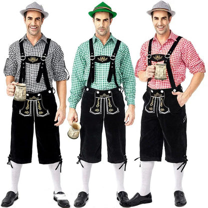 Men Bavarian Beer Male Shirt Rompers Shorts Set Cosplay Costume German Oktoberfest Costumes Halloween Festival Party Outfit