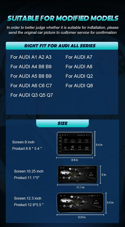 Tela sensível ao toque Android 14 Carplay de 12,3 polegadas para Audi A4 A5 Q5 B9 2016-2023, rádio estéreo de carro, reprodutor multimídia, Wi-Fi, 4G, navegação GPS