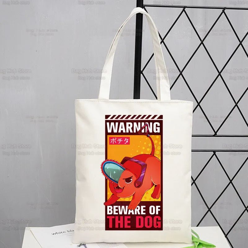 Chainsawman Kawaii Pochita Denji Shopping Bag Bolsas De Tela Shopper Chainsaw Man Anime Shopping Jute Bag Cotton Bag Jute Sacola