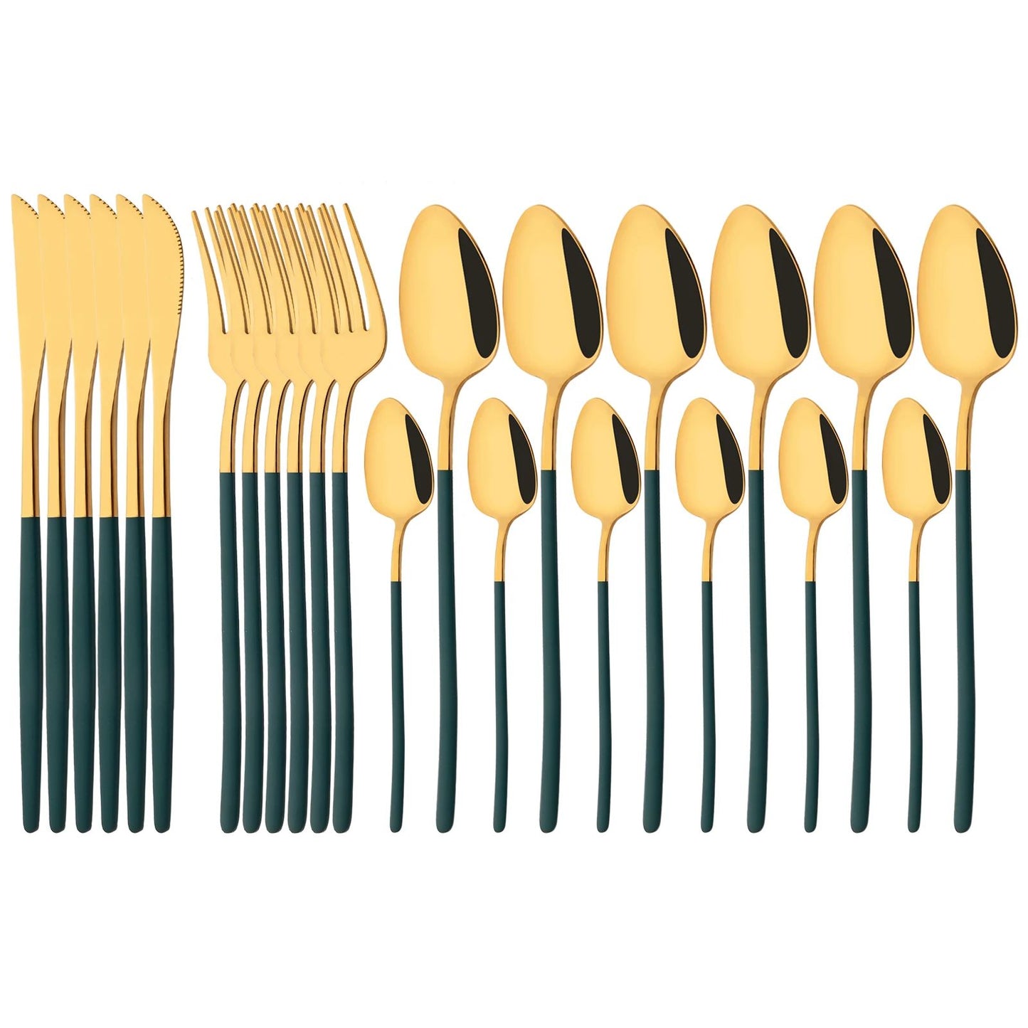 24Pcs Stainless Steel Dinnerware Set Kitchen Fork Spoon Knife Dinner Cutlery Set White Silver Western Flatware Tableware Set