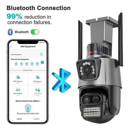 9MP Three Lens Dual Screen PTZ ICsee Alexa NVR Security CCTV WiFi Camera Outdoor8X Zoom Security Camera 4K Video Surveillance