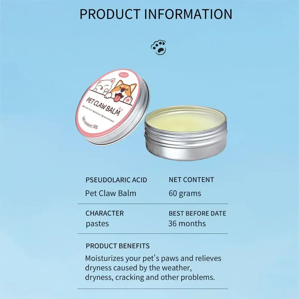 50g Creme Hidratante para Patas de Animais de Estimação Creme para Patas de Gatos Domésticos Creme para Patas de Cães Inverno Cuidados com as Patas de Gatos Hidratante para Patas de Cães