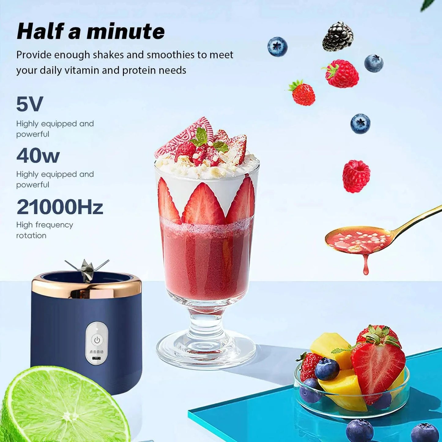 Liquidificadores Portáteis de Suco de Frutas Mini Garrafa Elétrica Pessoal de Verão para Casa USB 6 Lâminas Copo Espremedor Máquina para Cozinha