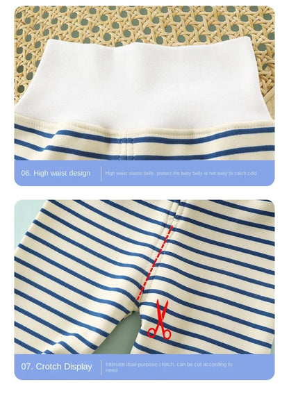 Newborn Infant Pants Thicken Keep Warm in Winter Baby Clothes Bebe Boy Girl Striped Leggings Kids Unisex Trousers