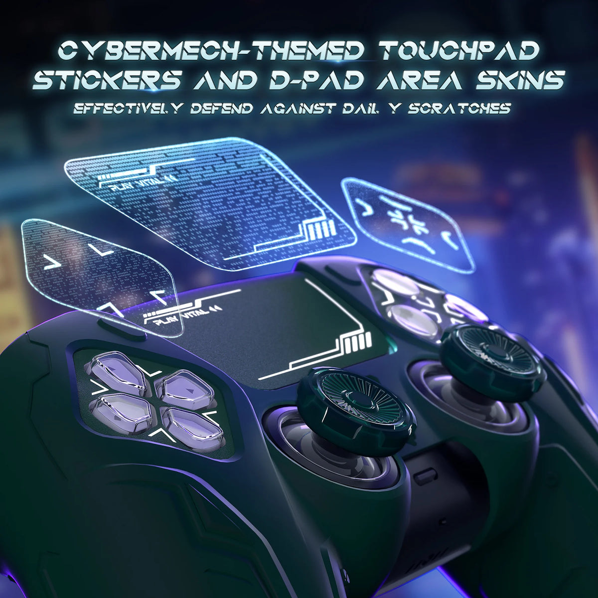 PlayVital Silicone Grip Case for PS5 Controller - Futuristic CyberMech Design Cover Compatible with PS5 Official Charging Dock