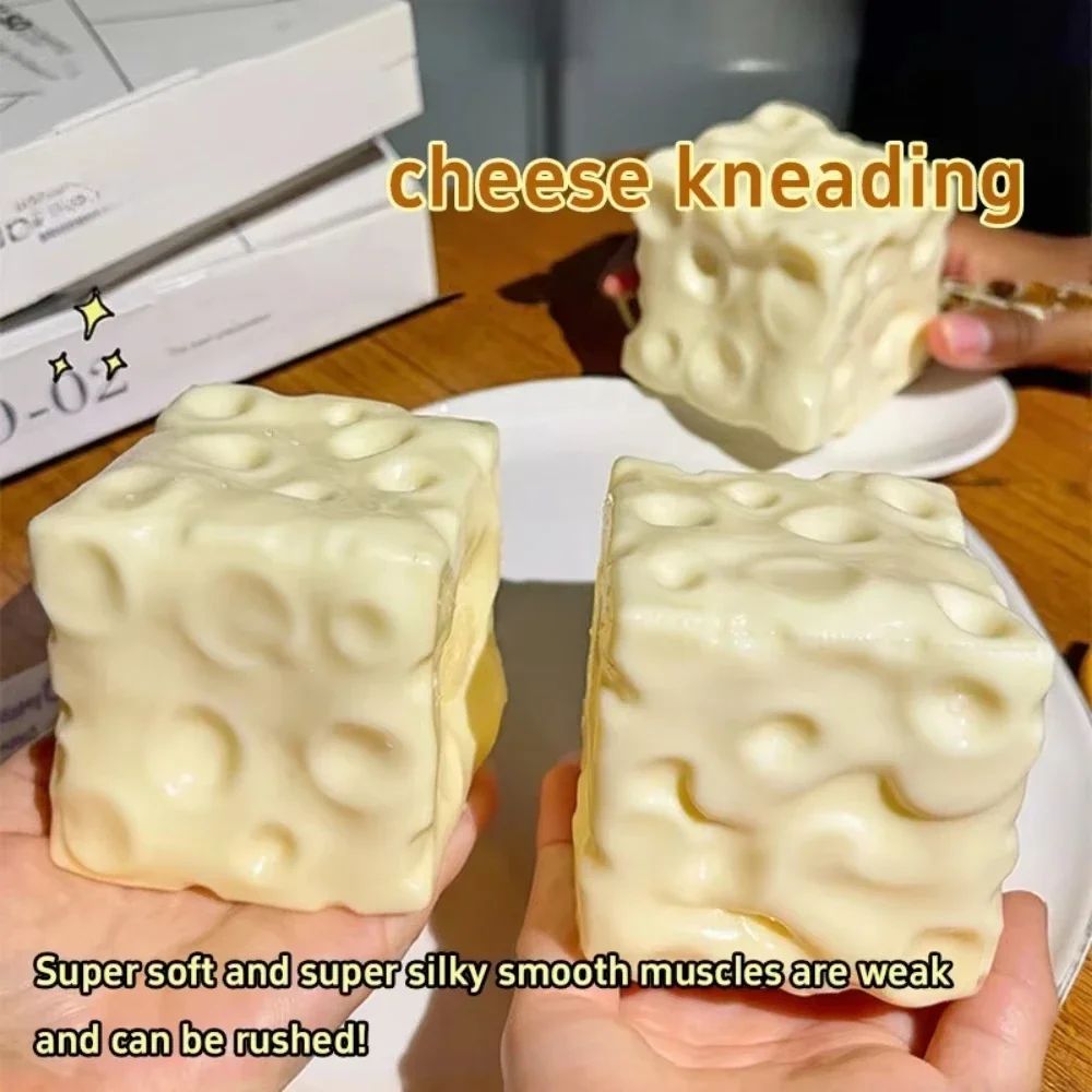 Genuine Vaseline Filled Giant Cheese Squishy Toy 1/3Pcs Soft Squeeze Stress Relief Ball Cute Cheese Shape Slow Rebound Fidget