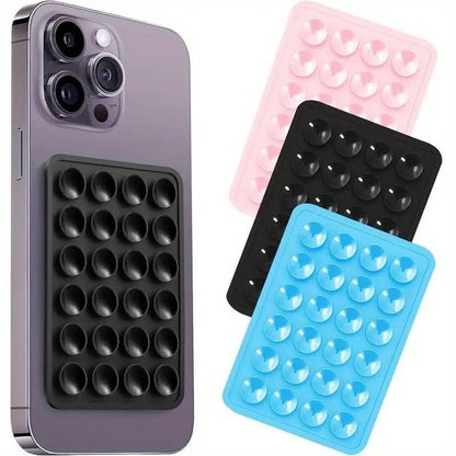 Tapete de Silicone com Sucção para Celular, Suporte de Parede Multifuncional com Ventosa, Quadrado Antiderrapante, Suporte de Celular de Lado Único, Adesivo Traseiro