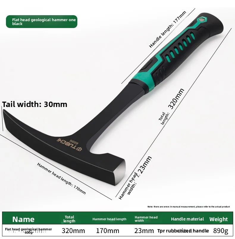 Damaly, Martelo Geológico Profissional, Martelo de Exploração, Martelo Integrado Pontiagudo Multifuncional, Martelo para Pedreiras/Mineração,