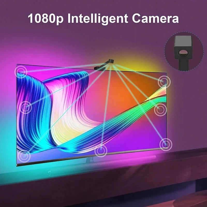 Ambilight For Tv Backlight Sync To Screen 3.8M 5M 5V Usb Rgbic Strip Led With Camera Synchronized Tv Light App Control Gaming