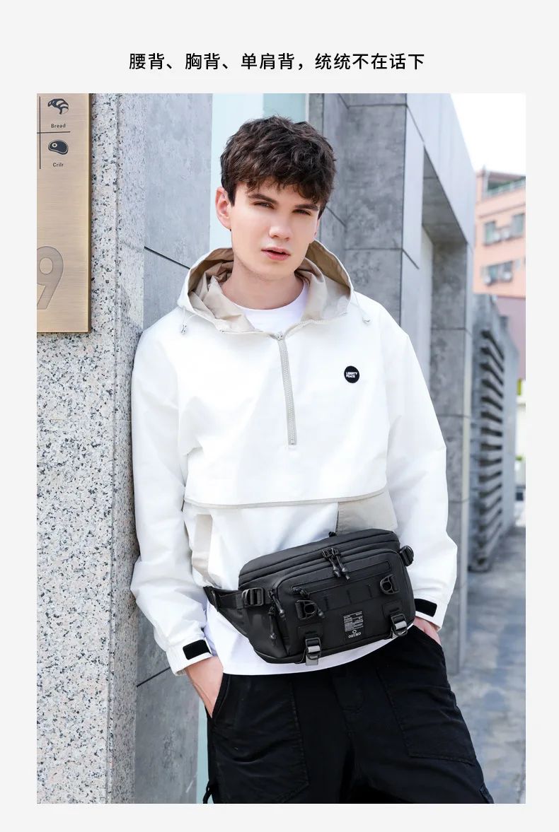 OZUKO  Tactical bag Fanny Pack Outdoor Sports Tactical  Multifunction Waterproof Male Chest Bag Mens Crossbody Bags