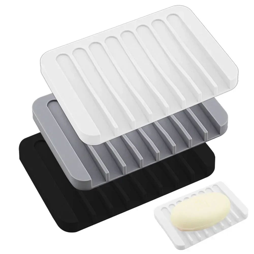 Saboneteira de Silicone para Chuveiro, Suporte de Sabão com Dreno, Organizador de Esponja para Pia de Cozinha, Bandeja de Secagem, Acessórios de Banheiro