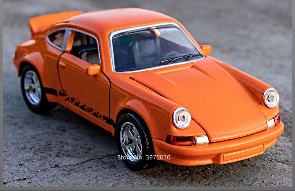 1:36 Porsche 911 Carrera 1974 Modelos de Brinquedo Liga de Fundição Carros 4 Portas Abertas Luz Som Veículos em Miniatura Brinquedos Educacionais para Meninos
