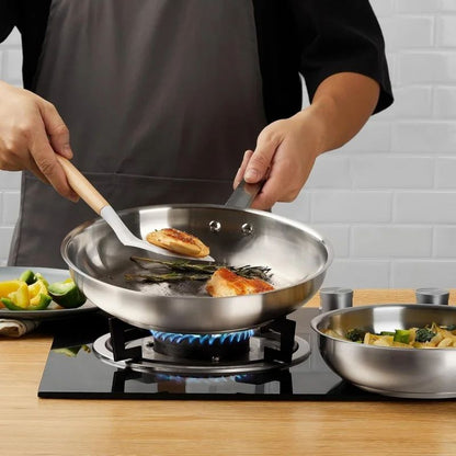 KOCH SYSTEME CS 8/10inch Stainless Steel Frying Pan Breakfast Egg Steak Chicken Skillets with Tri-ply Bottom Kitchen Cookware